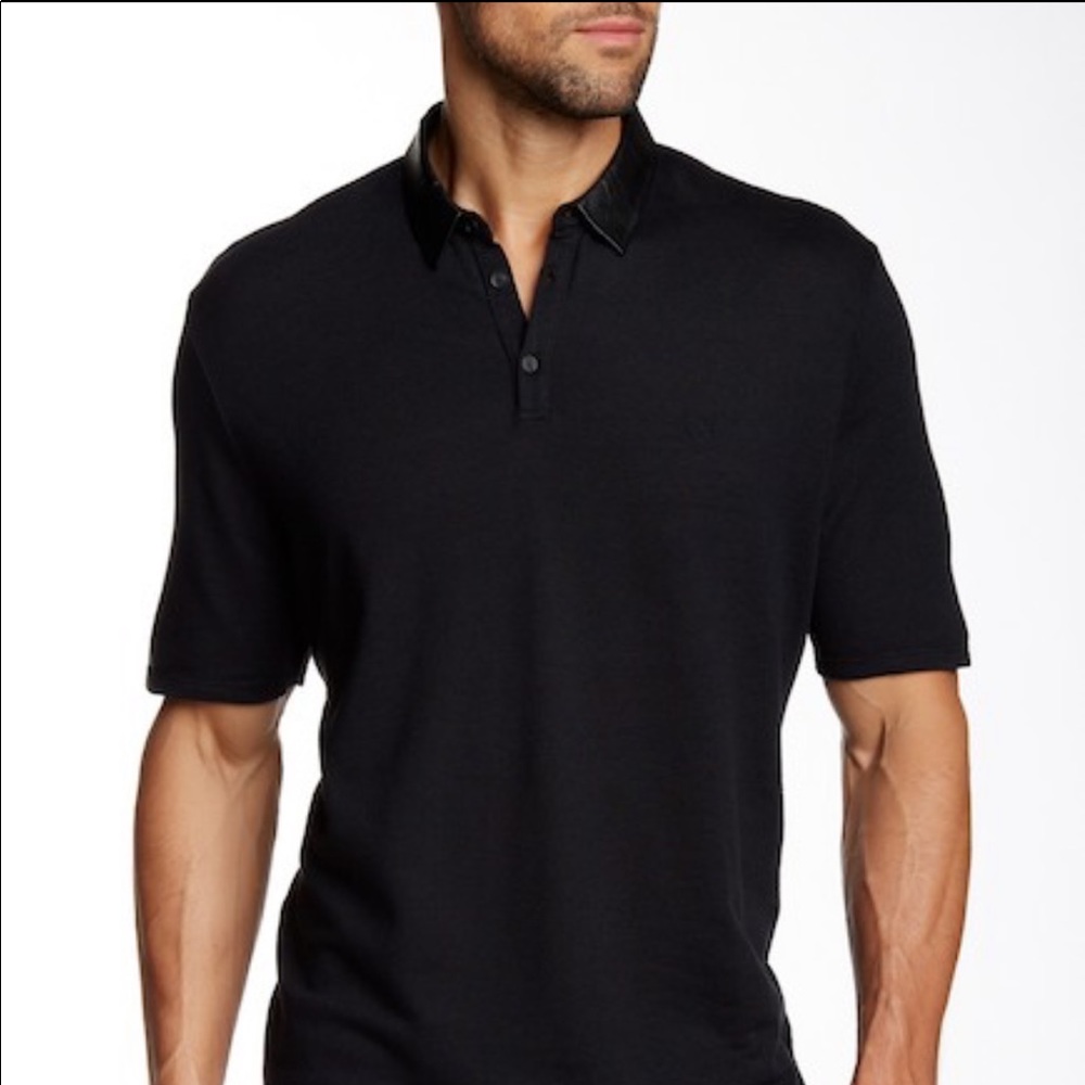 The Kooples Men’s polo Size Large leather collar
